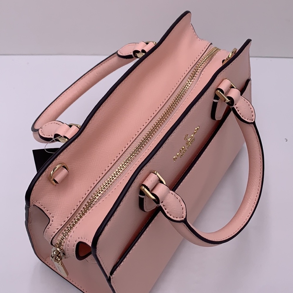 Madison Saffiano Leather Small Satchel Conch Pink COLOR - Picture 6 of 13